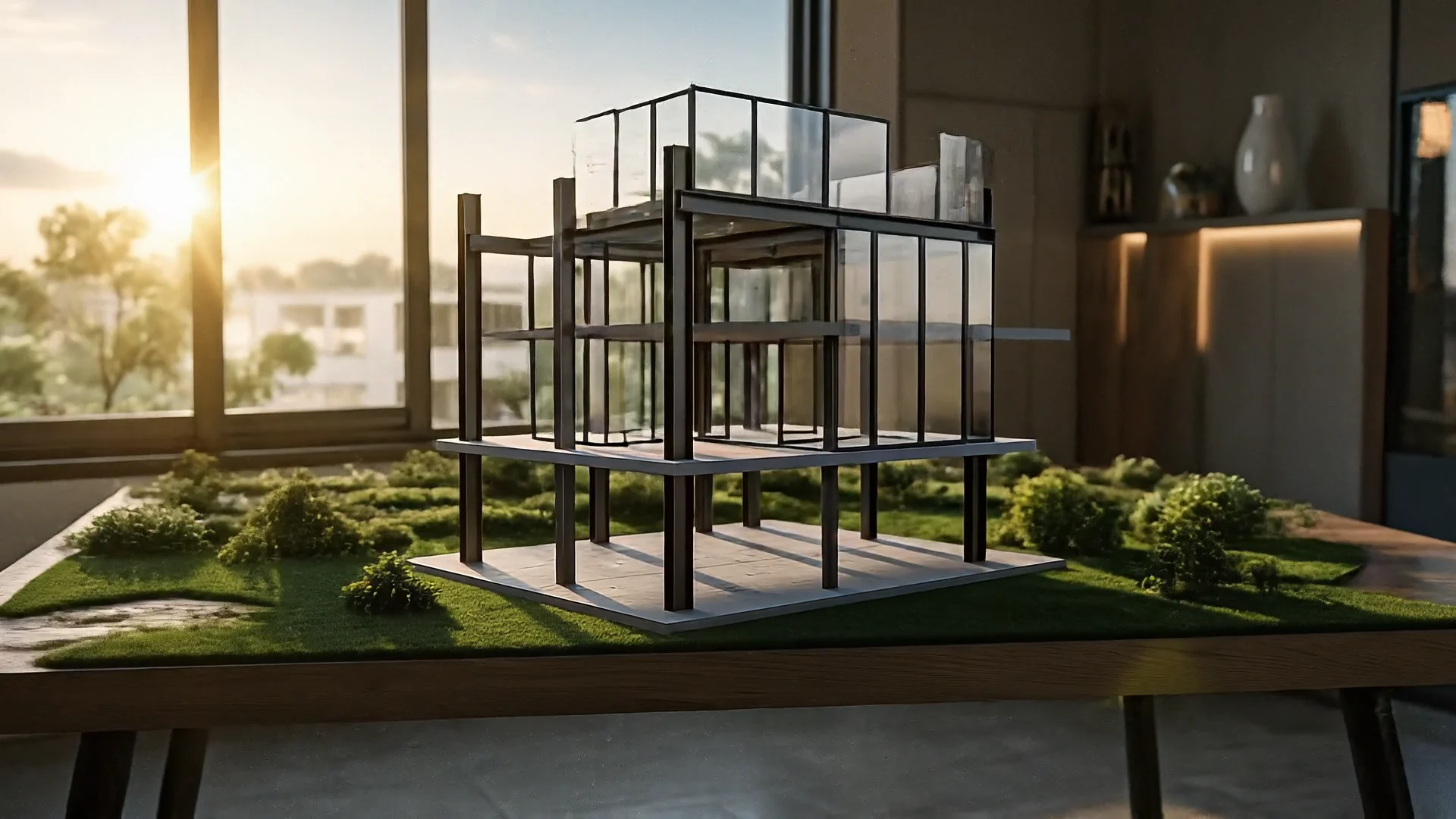 Physical architectural scale model of the house on a table