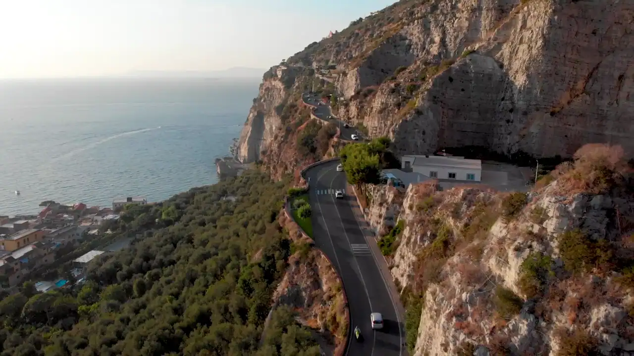 The Amalfi cliff road from the air