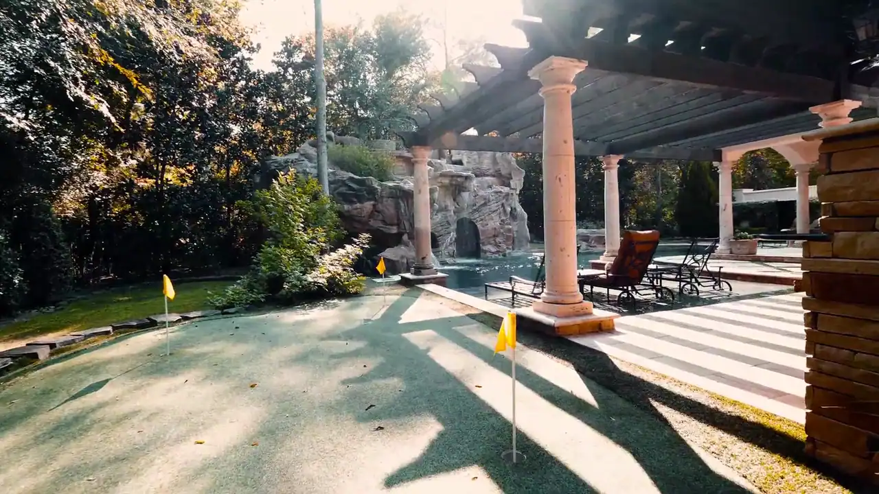 Pergola and heated lap pool